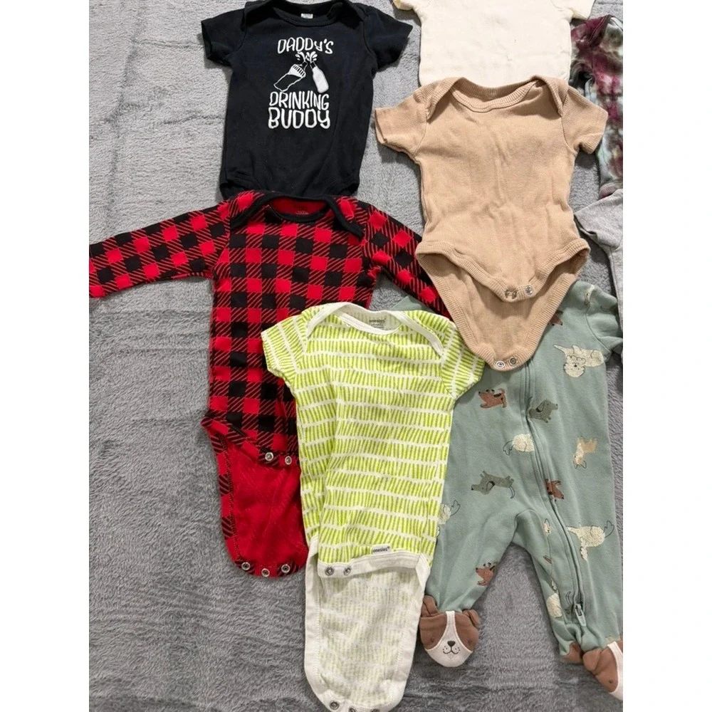 Baby‎ Onesies Sleeper Bundle Gerber Carters NB 3M 6M 9M Plaid Tie Dye 8pc Set